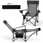 Reclining Camping Chair with Removable Footrest and Adjustable Backrest