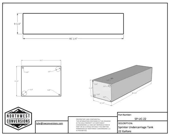 22-Gallon Mercedes Sprinter Driver Side Undercarriage Water Tank (SP-UC-22)