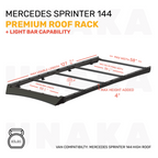 Mercedes Sprinter Roof Rack - Premium Light Bar - 144" High Roof