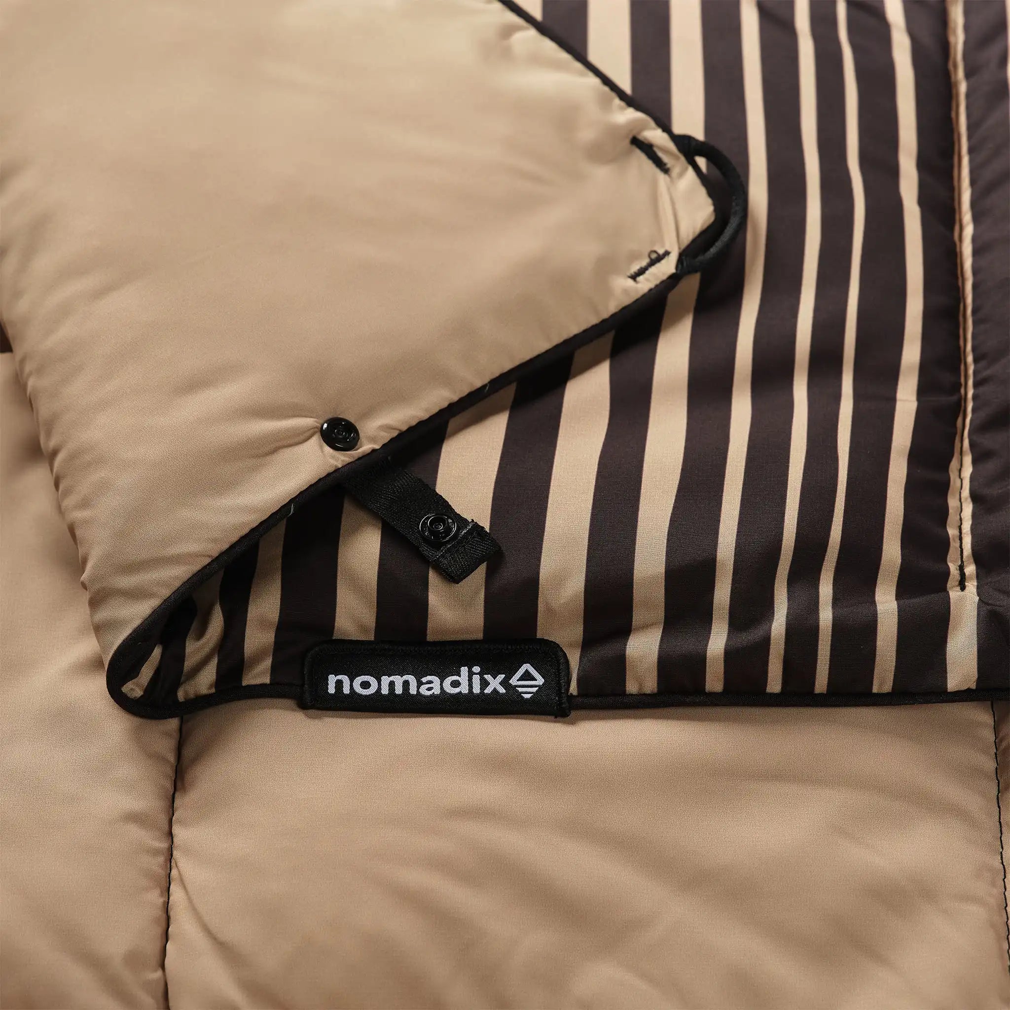 Graphene Puffer Blanket: Heritage Stripe Black and Tan