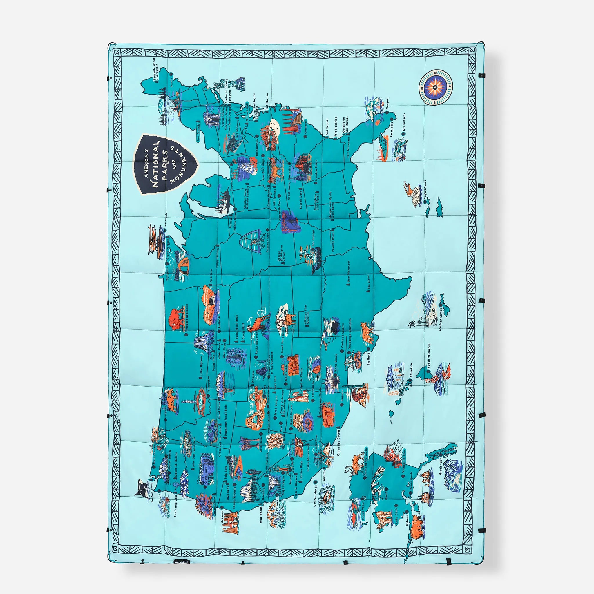 Graphene Puffer Blanket: National Parks and Monuments Map
