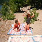 Blanket Towel: Wild Flowers Stellar Blue Red