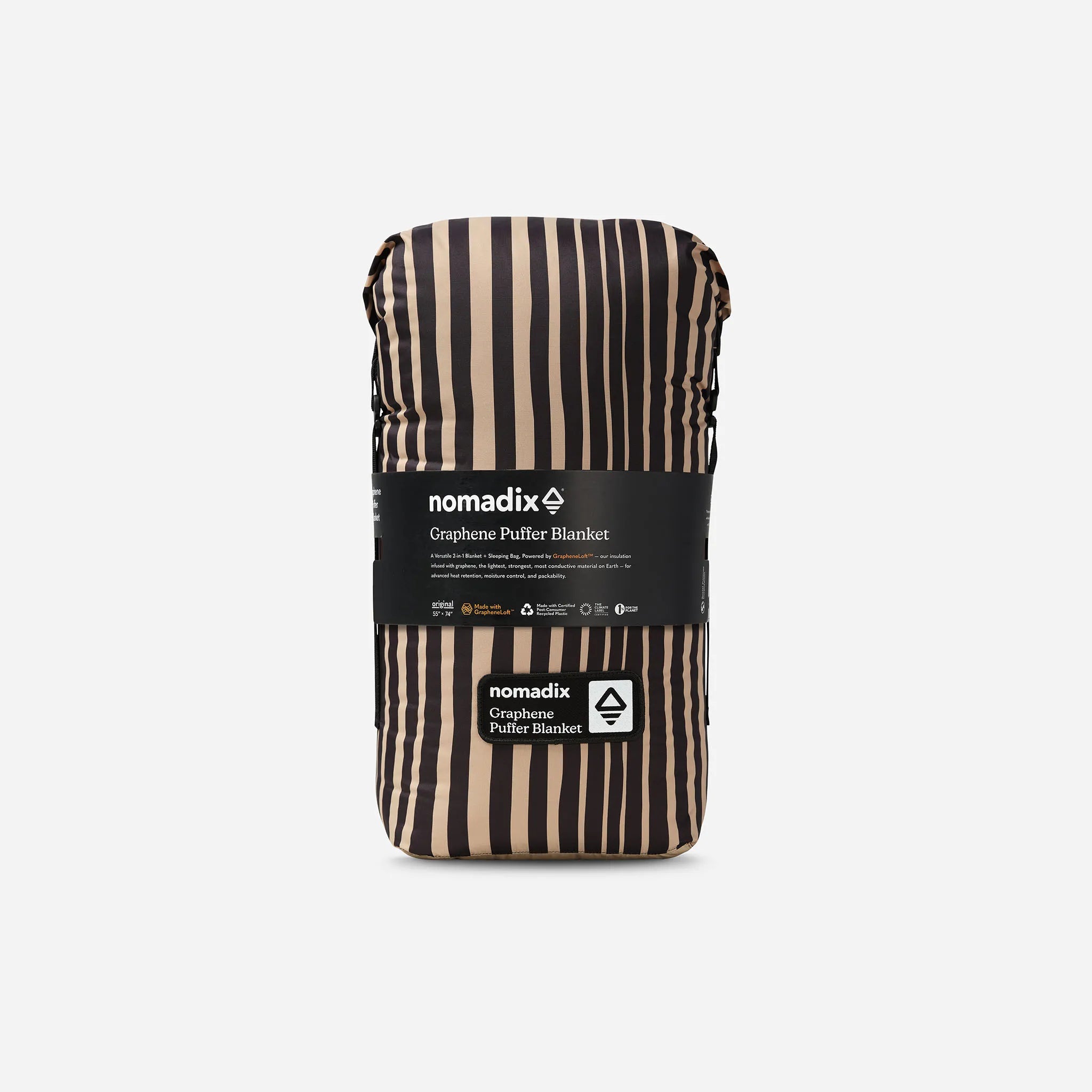 Graphene Puffer Blanket: Heritage Stripe Black and Tan
