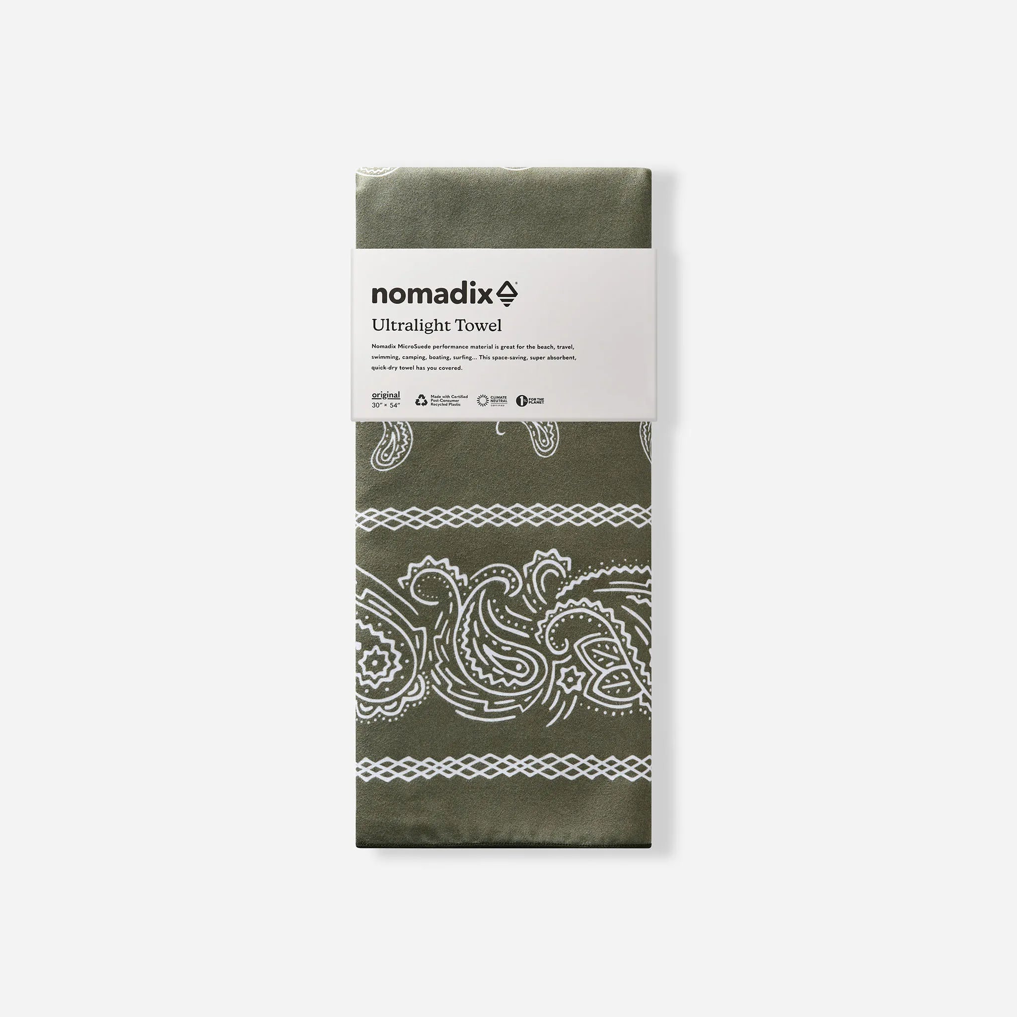 Ultralight Towel: Paisley Forest Green