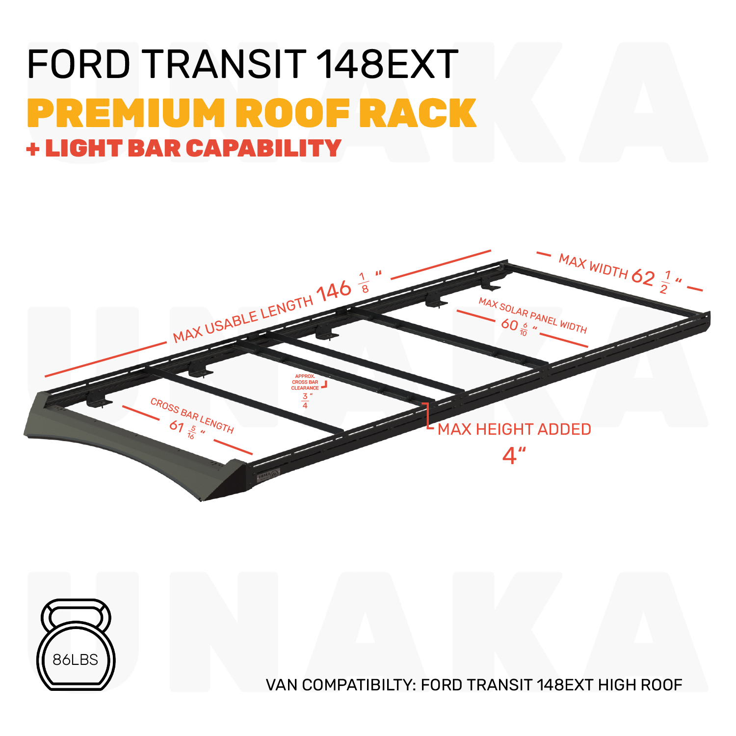 Ford Transit Roof Rack – Premium Light Bar - 148" EXT High Roof