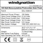 100 Watt 12-Volt Monocrystalline Solar Panel