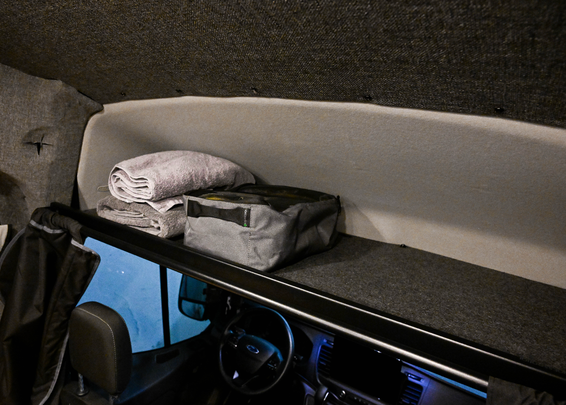 Ford Transit Headliner Shelf & Curtain Rod