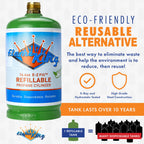 Flame King 1lb Refillable Propane Tank LP Cylinder- 2 Pack Eco Friendly Sustainable Tank