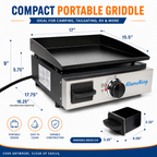 Flame King 17 inch LP Griddle with Small Regulator for RV pullout