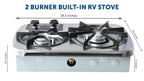 Flame King 2 Burner Built-In RV Trailer Stove with Wind Shield