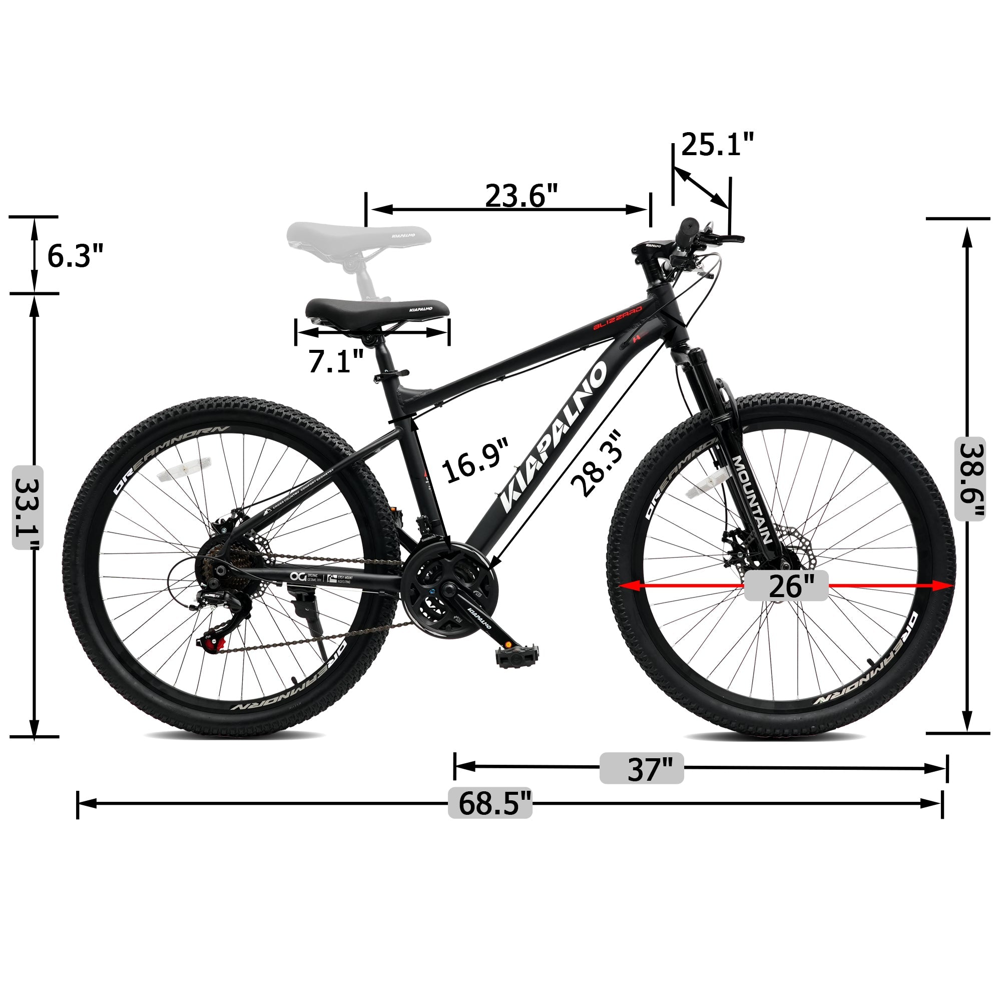 26" AllTrail Adult Mountain Bike | 21-Speed Hardtail (Black)