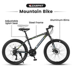 24" Kids & Youth Mountain Bike - Shimano 21-Speed, Dual Disc Brakes & Front Suspension