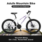 26" Women & Teen Mountain Bike - Shimano 21-Speed, Dual Disc Brakes & 100mm Front Suspension