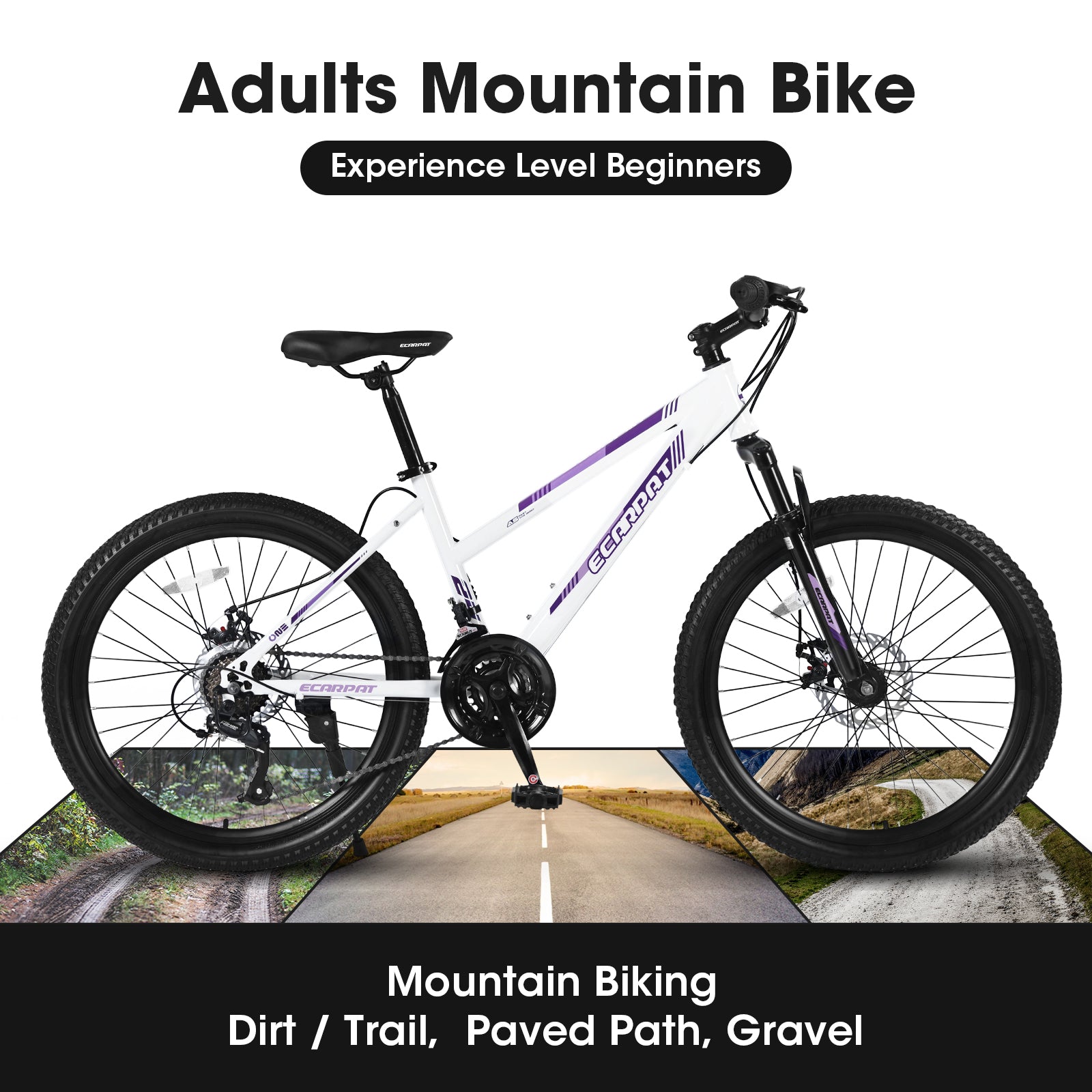 26" Women & Teen Mountain Bike - Shimano 21-Speed, Dual Disc Brakes & 100mm Front Suspension