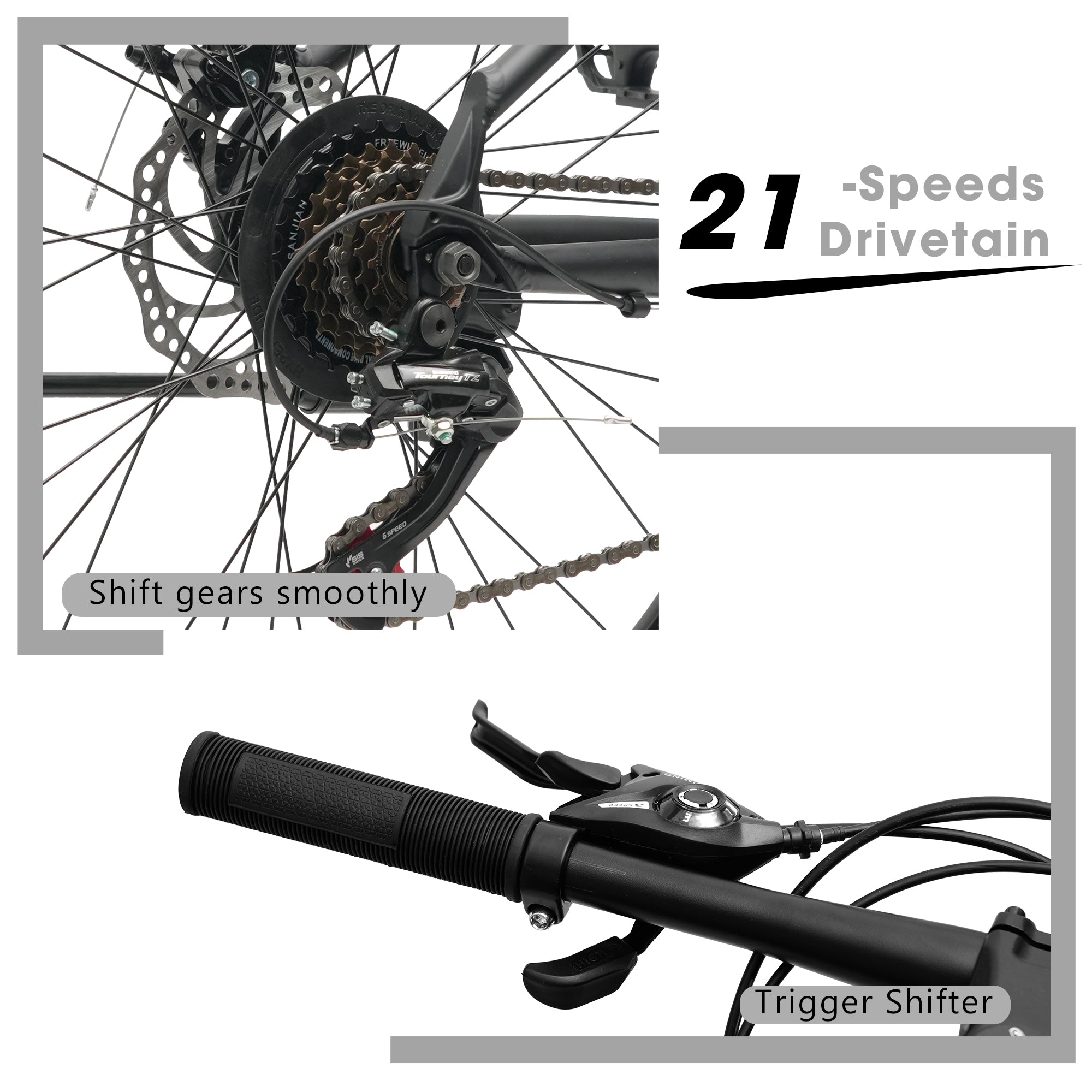 26" AllTrail Adult Mountain Bike | 21-Speed Hardtail (Black)