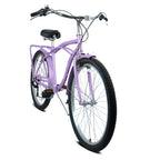 26" 7-Speed Beach Cruiser Bike (Gold/White) - Step-Through Frame & Rear Cargo Rack