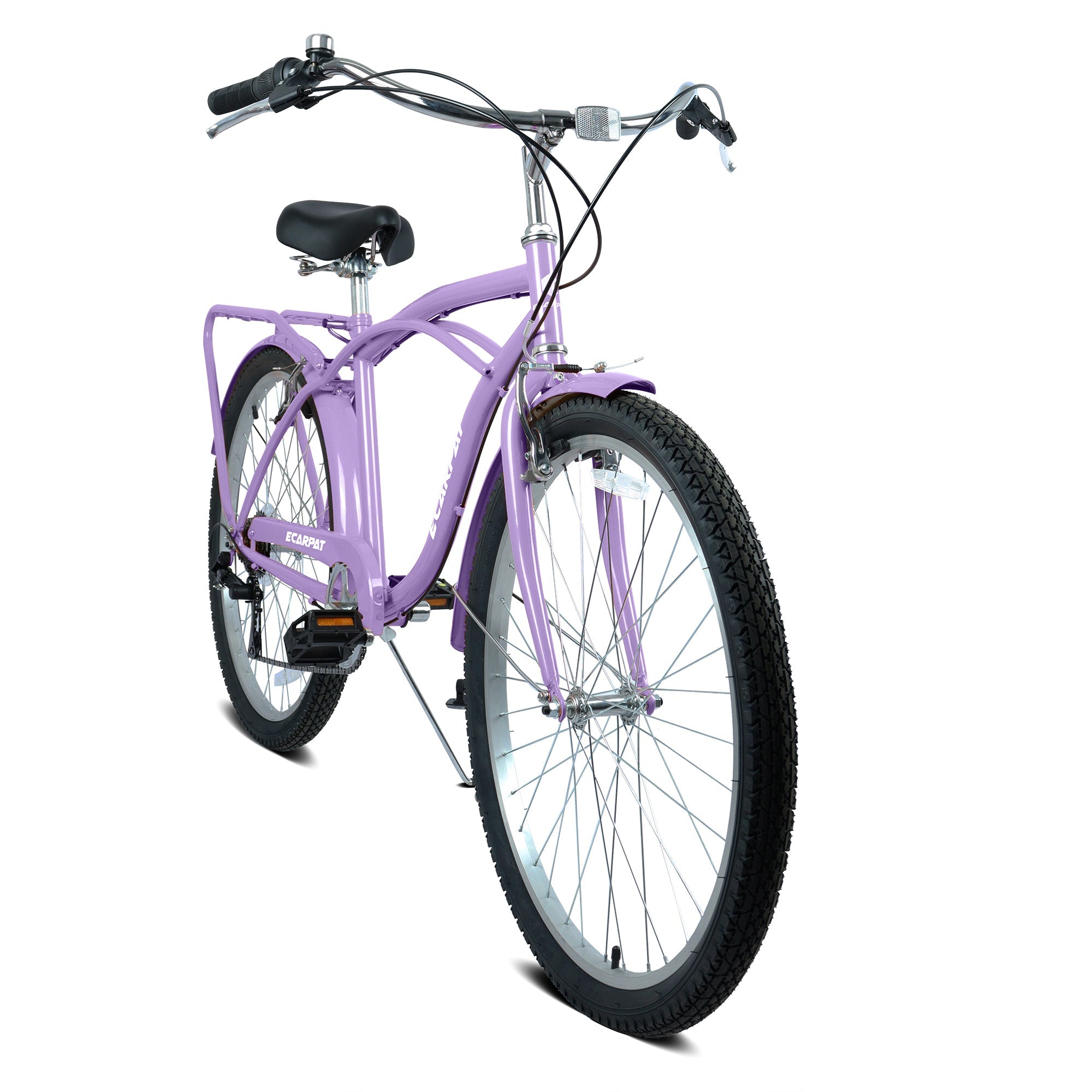 26" 7-Speed Beach Cruiser Bike (Gold/White) - Step-Through Frame & Rear Cargo Rack