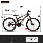 26" RidgeLine Adult Mountain Bike | 21-Speed Hardtail (Black-Orange)
