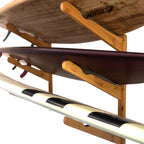 Triple Surfboard Wall Rack | Bamboo Rack Perfect for Surf, Wakeboards, Snowboards, Skateboards