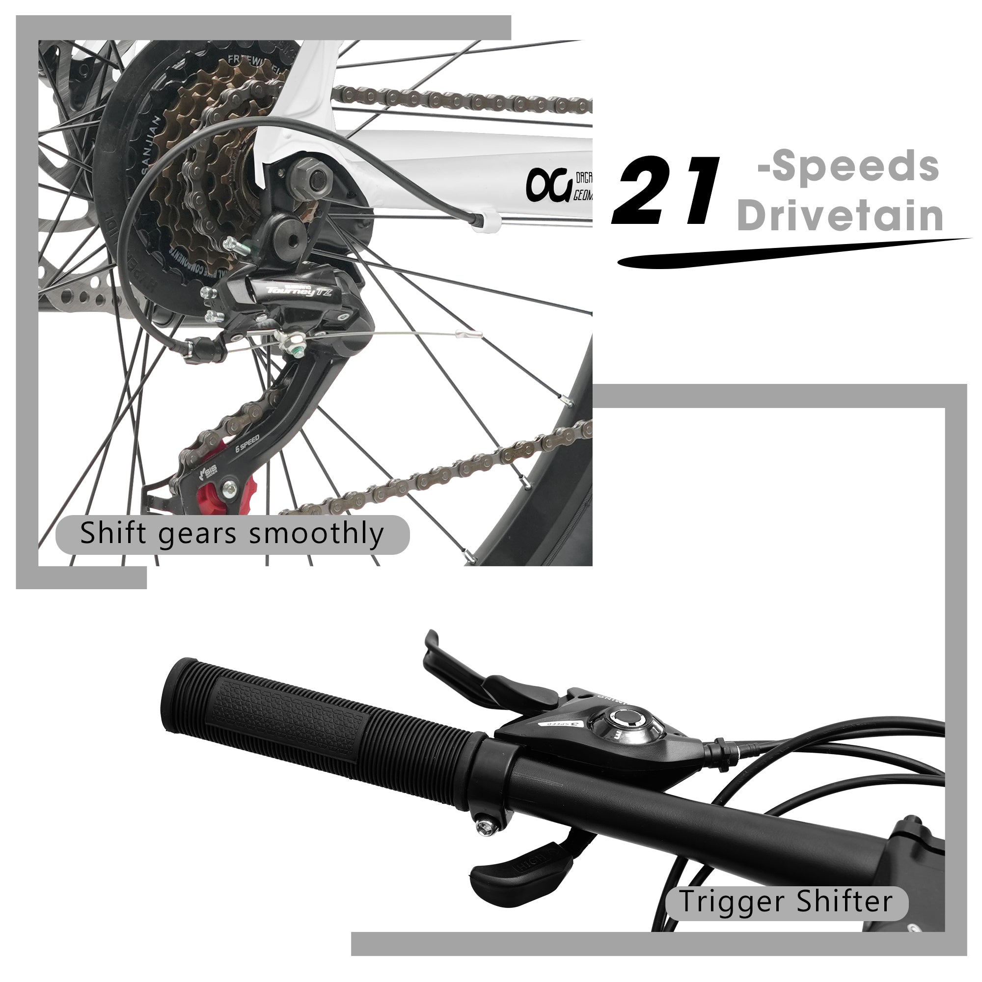 26" AllTrail Adult Mountain Bike | 21-Speed Hardtail (White)