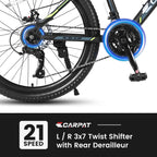 24" Kids & Youth Mountain Bike - Shimano 21-Speed, Dual Disc Brakes & Front Suspension