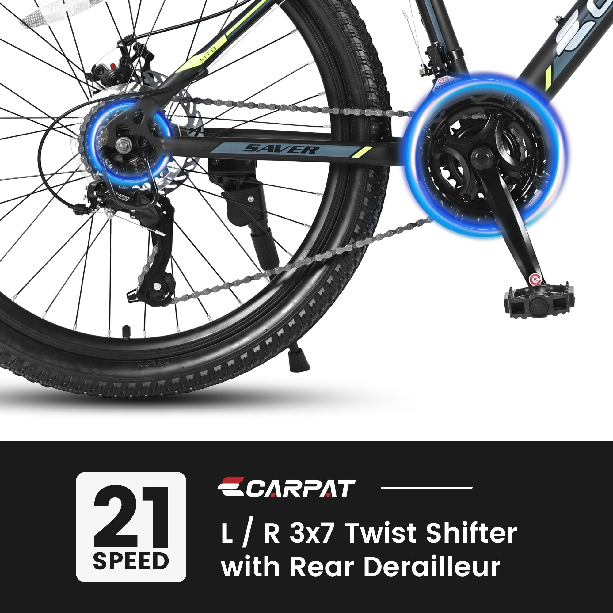 24" Kids & Youth Mountain Bike - Shimano 21-Speed, Dual Disc Brakes & Front Suspension