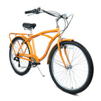 26" 7-Speed Beach Cruiser Bike (Gold/White) - Step-Through Frame & Rear Cargo Rack