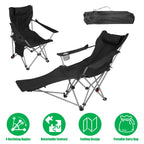 Reclining Camping Chair with Footrest 4-Position Adjustable Outdoor Folding Chair Heavy Duty Portable Camping Lounge Chair with Headrest Cup Holder &