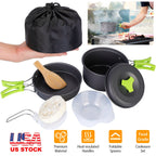 9Pcs Camping Cooking Ware Set Camping Stove Cookware Kit Aluminum Pot Pans Set for Hiking Picnic Outdoor
