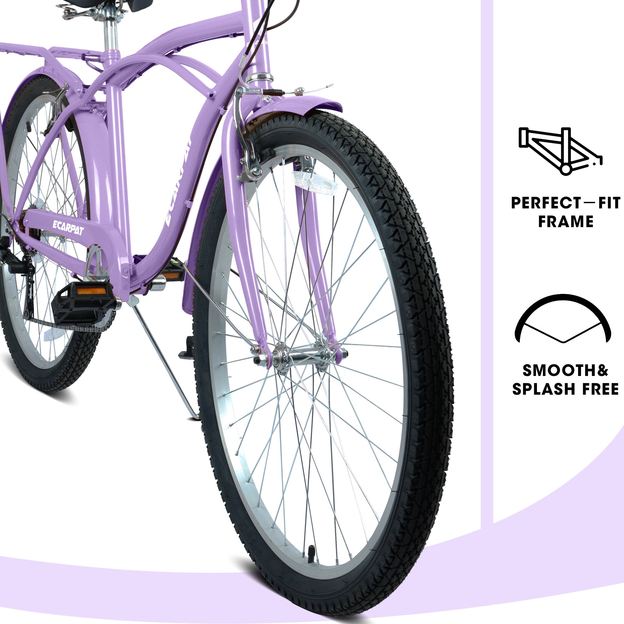 26" 7-Speed Beach Cruiser Bike (Gold/White) - Step-Through Frame & Rear Cargo Rack