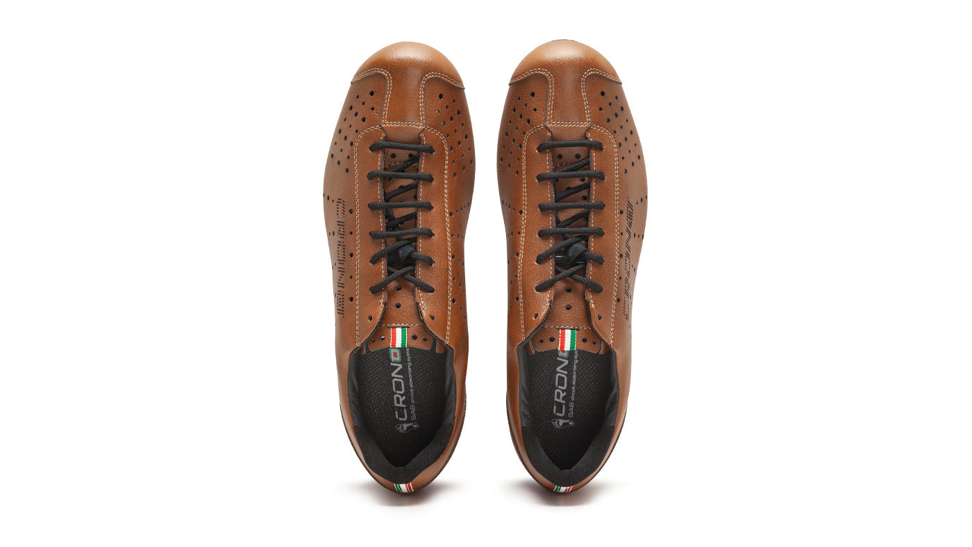 CRONO CV1 Vintage Road Cycling Shoes - Brown w/Carbon Fiber Soles