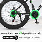 26" Elecony Fat Tire Mountain Bike - Full Shimano 21-Speed, Dual Disc Brakes & Front Suspension