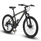 24" Kids & Youth Mountain Bike - Shimano 21-Speed, Dual Disc Brakes & Front Suspension