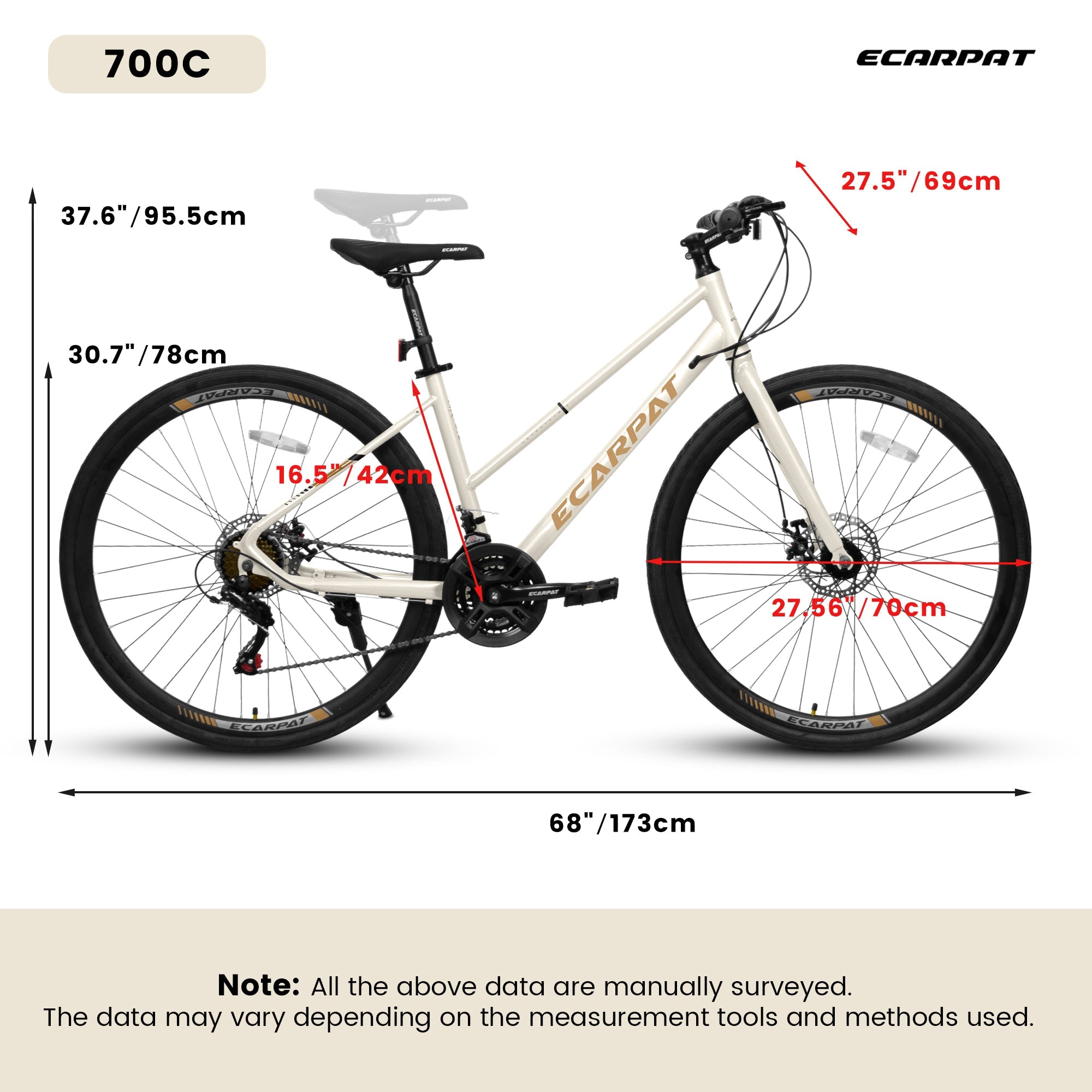 700C Road Bike – UrbanRide | 21-Speed | Disc Brakes | Cream