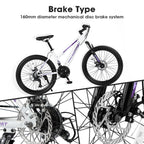 24" Women & Teen Mountain Bike (White/Pink) - Shimano 21-Speed, Dual Disc Brakes & 100mm Front Suspension
