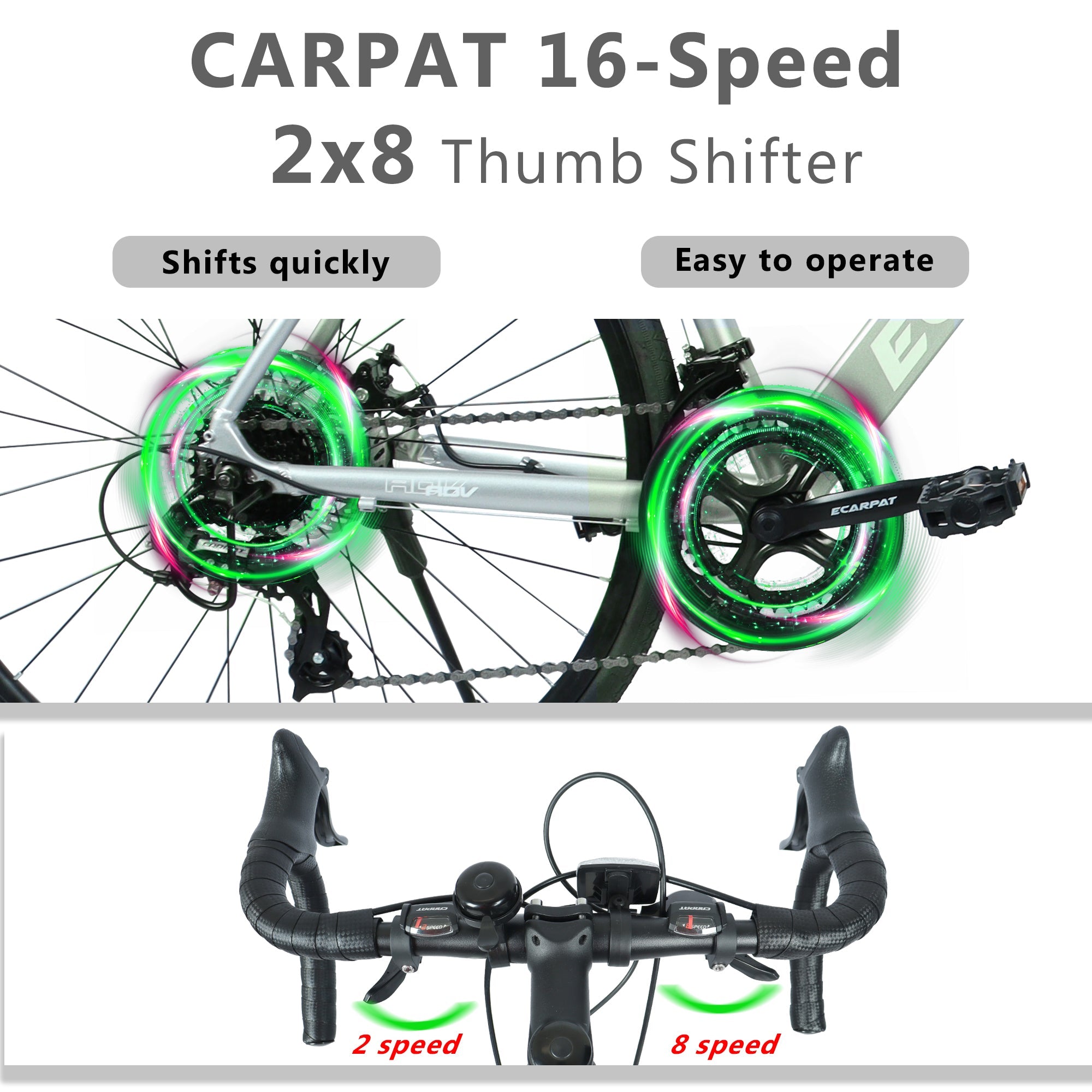 700C Road Bike - Lightweight Aluminum Frame, 16-Speed & Dual Disc Brakes