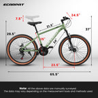 24" TrailLite Adult Mountain Bike | 21-Speed Hardtail (Green)
