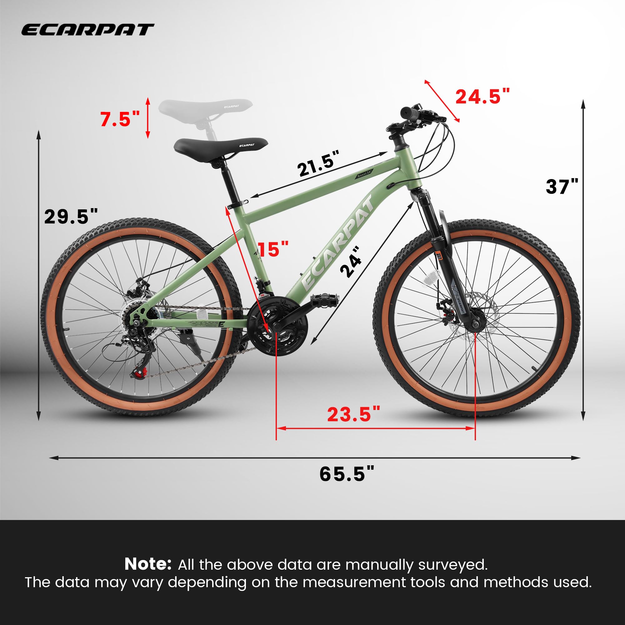 24" TrailLite Adult Mountain Bike | 21-Speed Hardtail (Green)