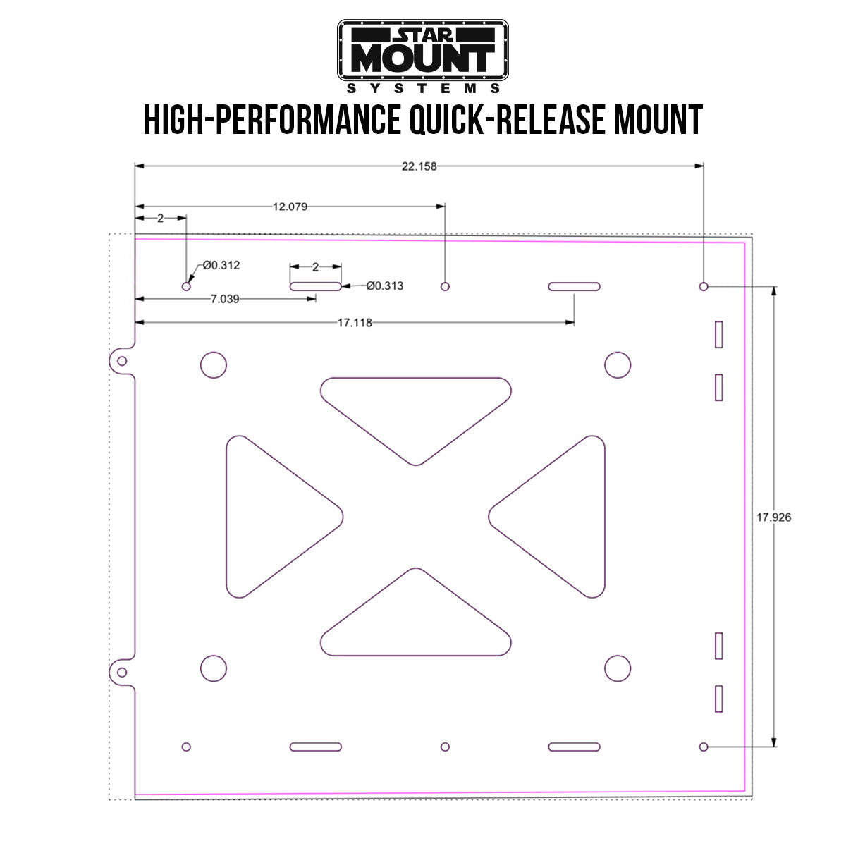 Quick-Release Mount for Starlink High Performance In-Motion Dish (Gen 2)