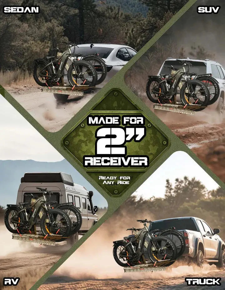 Camo Hitch E-bike Rack with Ramp | Fat Tire, 2-Bike, 2"