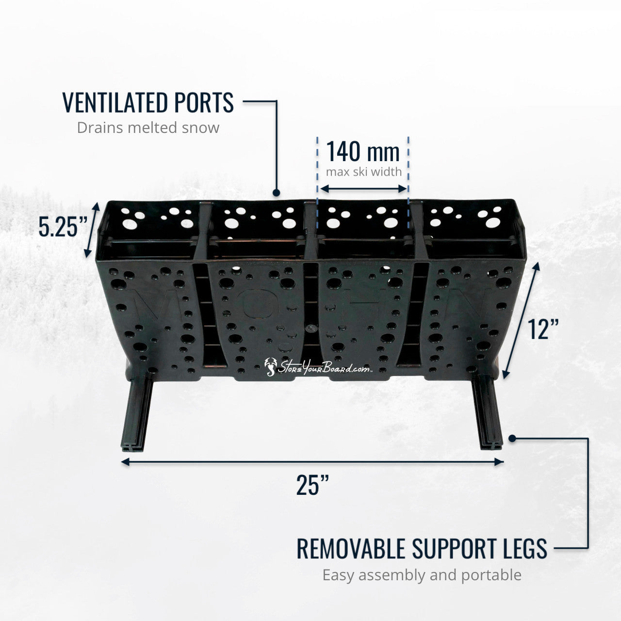 Telluride Ski Storage Rack | Holds 4 Pairs of Skis