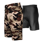 The Shredder Camo — Men's MTB Shorts with Detachable Padded Undershorts | Green & Black Camo