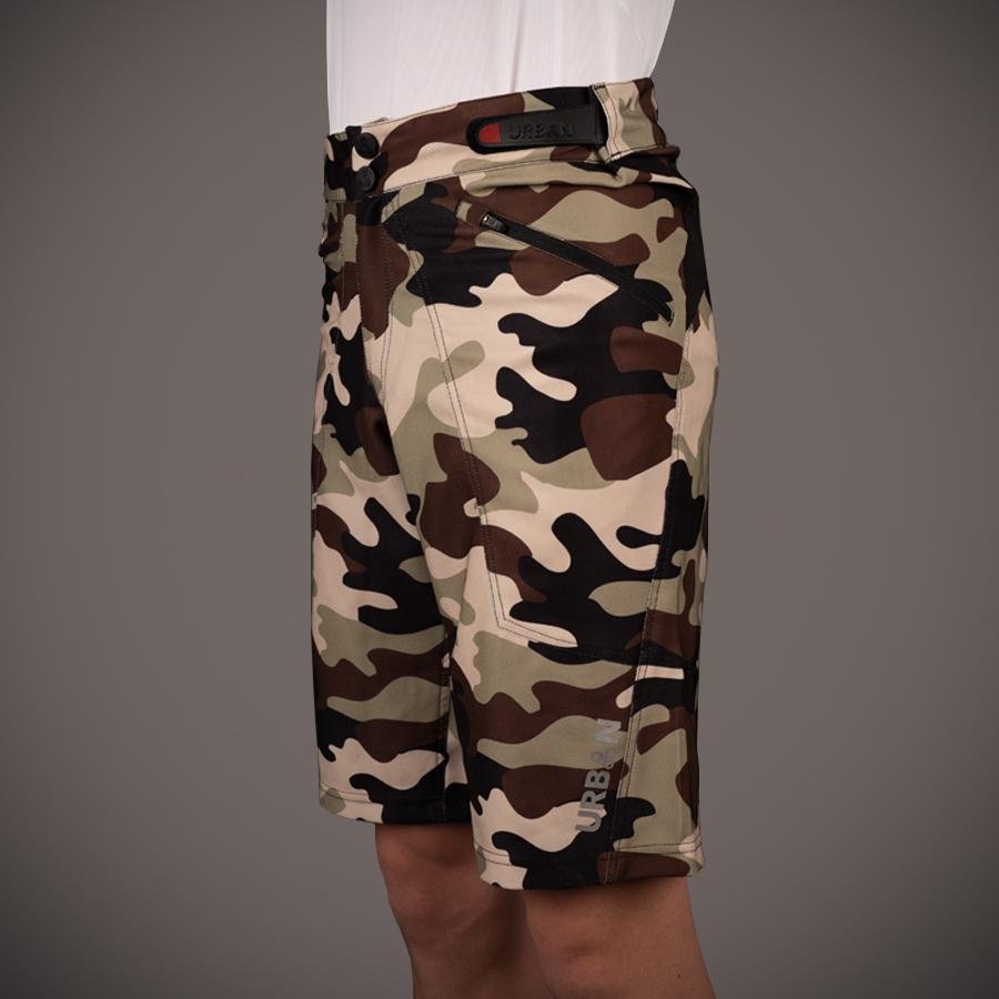 The Shredder Camo — Men's MTB Shorts with Detachable Padded Undershorts | Green & Black Camo