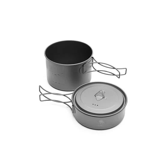 TOAKS Titanium Compact Cookset 2pcs | Ultralight Titanium Camping Cookware Set