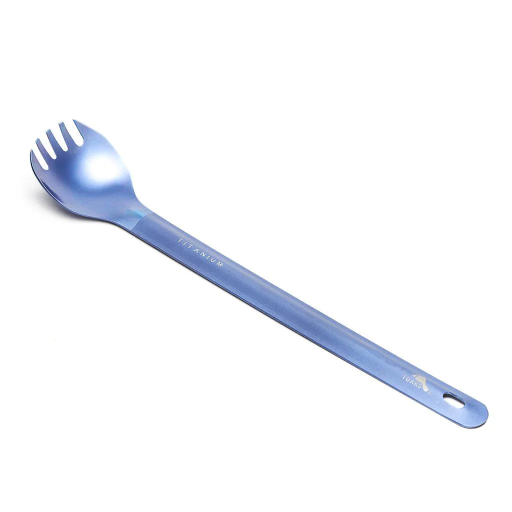 TOAKS Titanium Long Handle Spork with Polished Bowl | Ultralight Backpacking Utensil