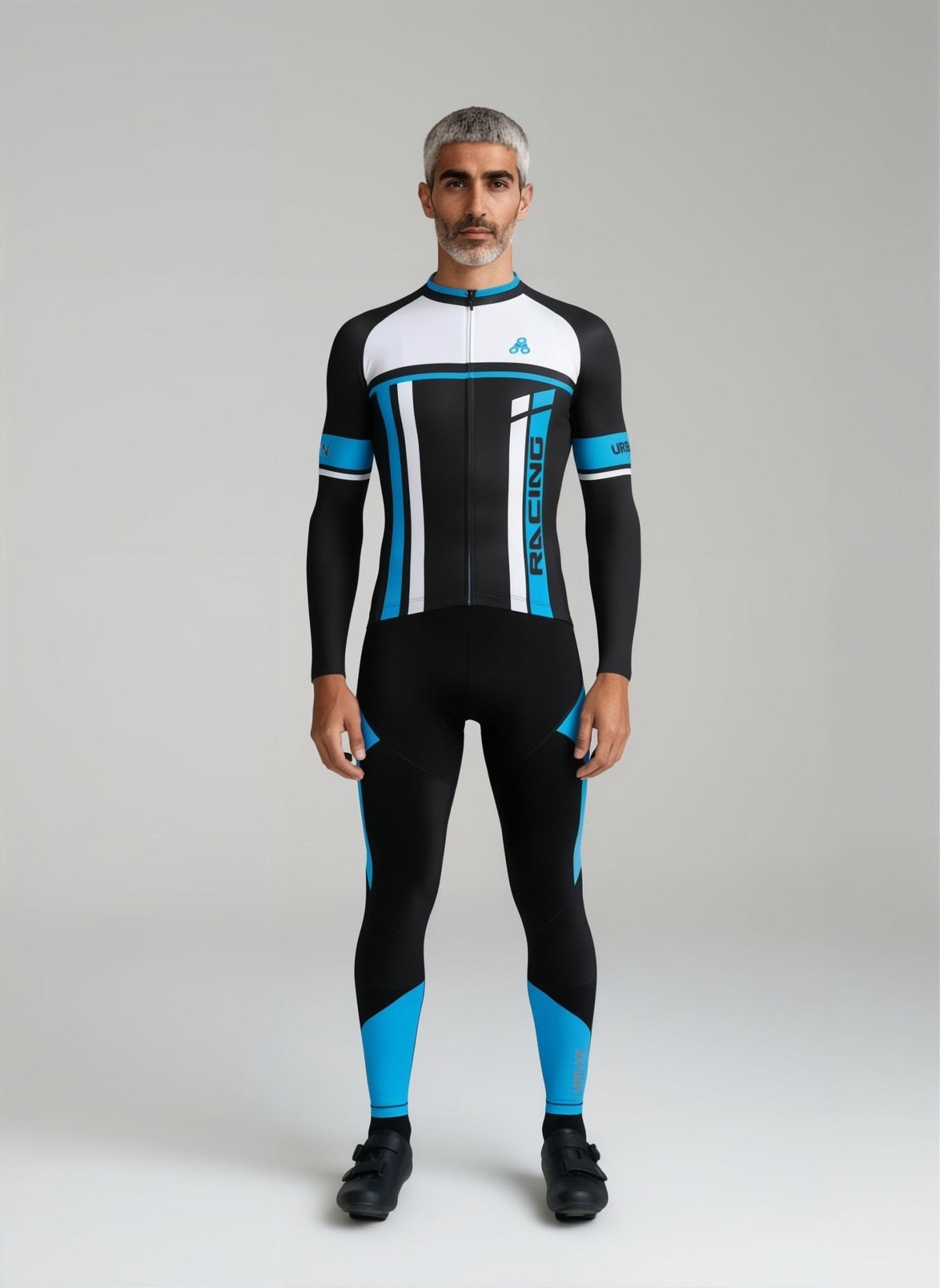 Urban Cycling Blue Thermal Winter Fleece Jersey Bib Tights – Insulated Cold-Weather Cycling Performance