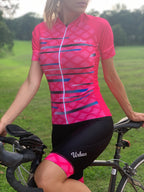Women's Pro Series Pink Cycling Short Sleeve Jerseys / Bib Shorts