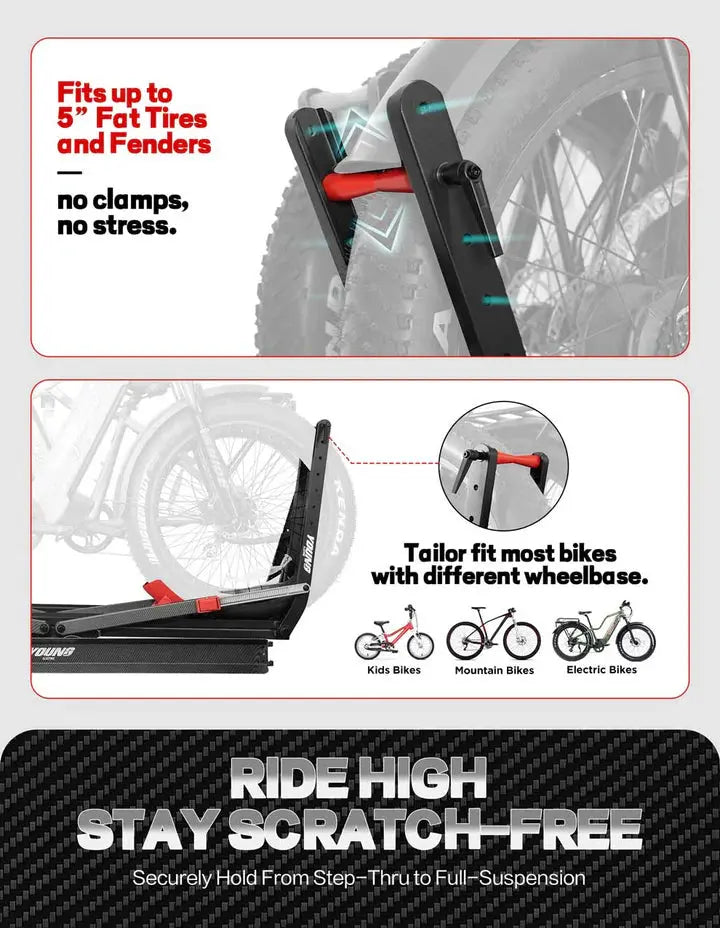Tire-Clamp E-bike Rack with Ramp | 200lbs